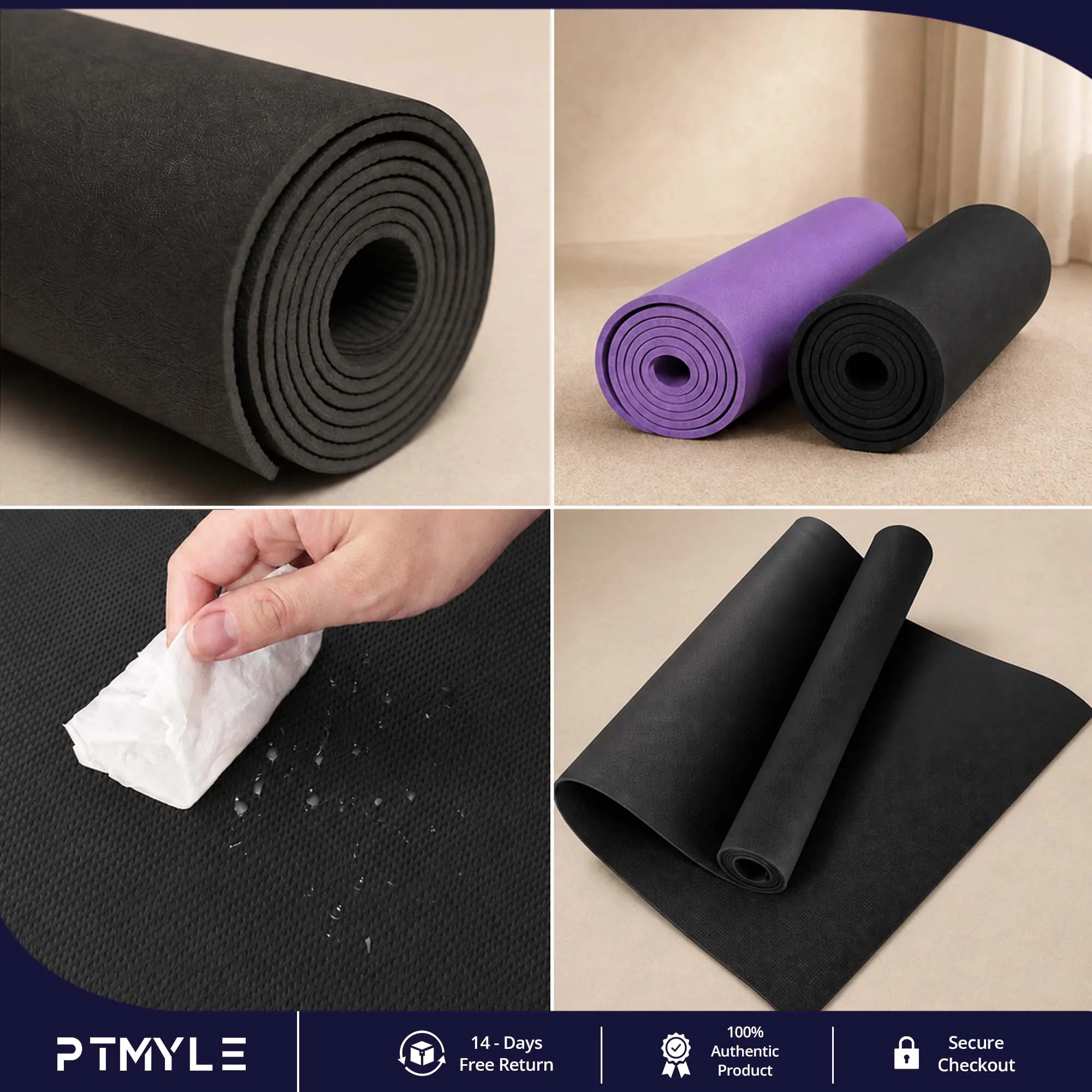 Yoga Mat 4mm EVA Non-Slip Fitness Mat Home Workout KSA – PTMYLE
