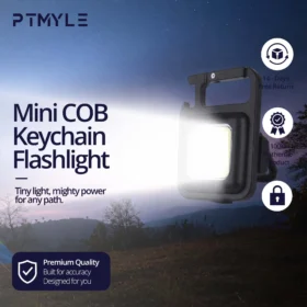 مصباح يدوي صغير قابل لإعادة الشحن بتقنية COB LED مع كليب وتعليقة مفاتيح للرحلات