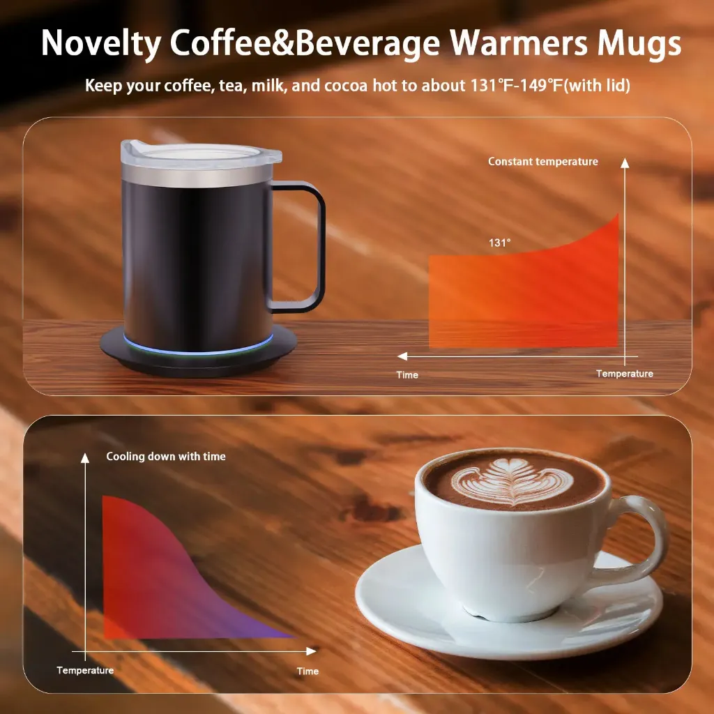 Smart temperature control coffee mug 131-149F optimal range heated mug KSA