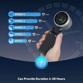 Mini handheld fan with 5 speed levels adjustable cooling fan control settings PTMYLE KSA
