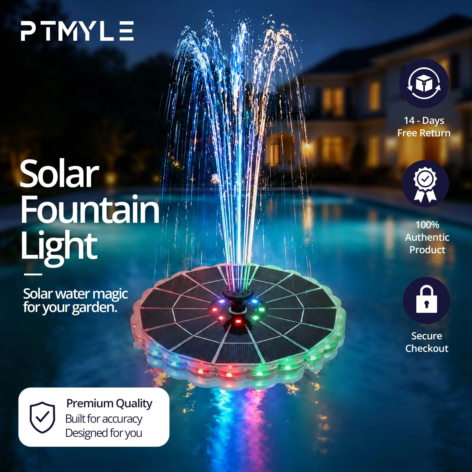 Solar Fountain Pump Floating Garden Fountain with LED 3.5W 6 Nozzles KSA – PTMYLE