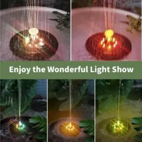 Solar fountain with LED lights 7-color display garden decor outdoor fountains PTMYLE KSA