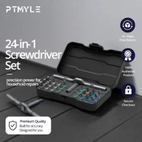 طقم مفكات مغناطيسية دقيقة 24 في 1 مرتبة داخل علبة تخزين ألومنيوم أنيقة مع مقبض مفك مريح لإصلاح الإلكترونيات