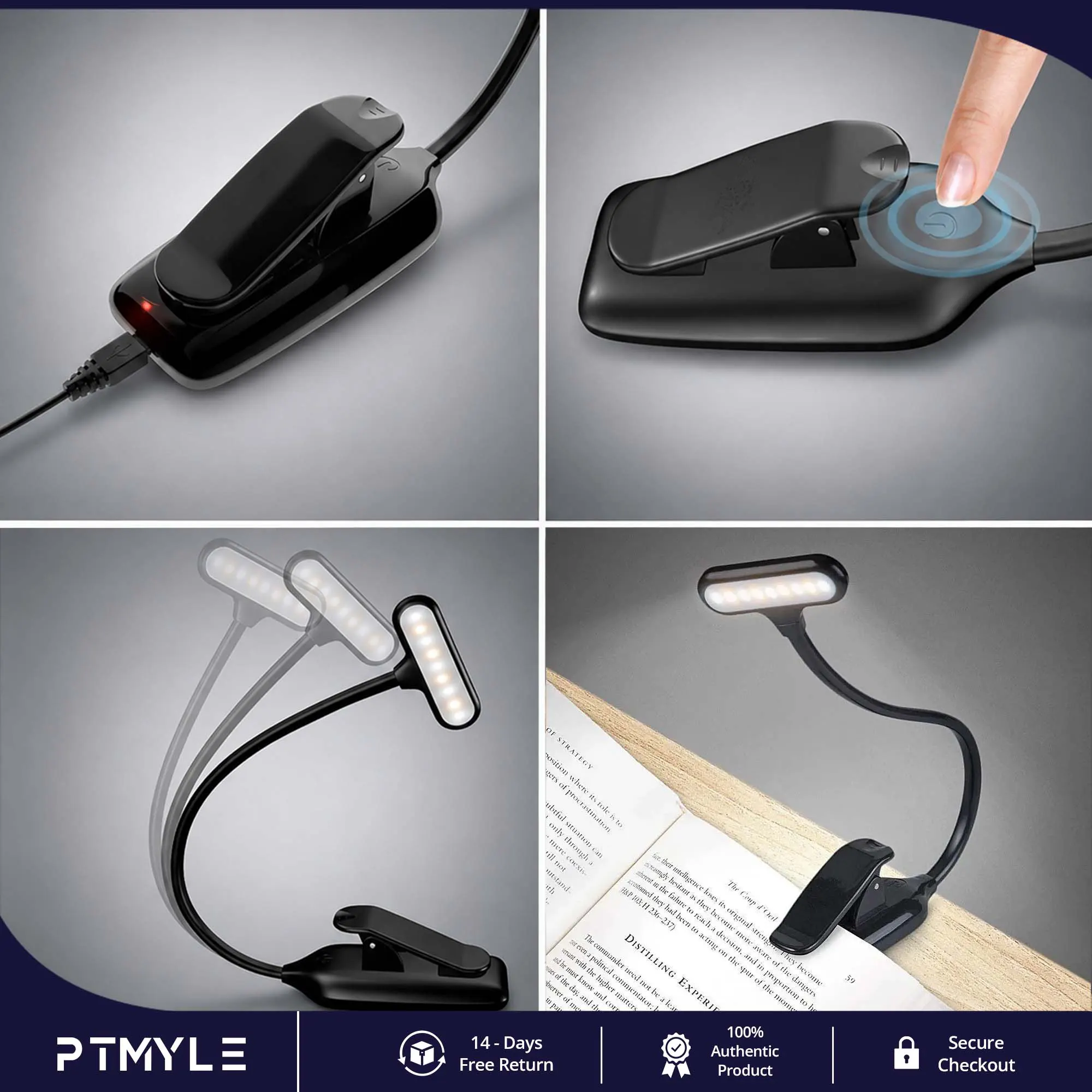 Best Book Light USB Rechargeable 14 LED Reading Light Night Reading KSA – PTMYLE