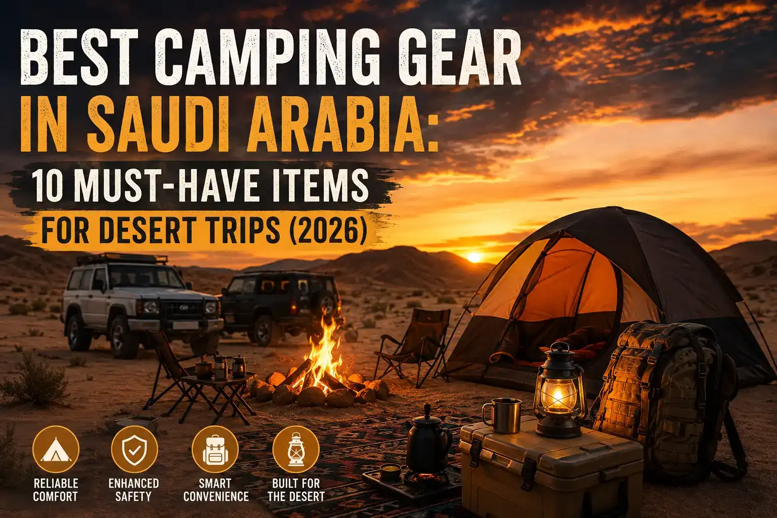 Best camping gear in Saudi Arabia setup for a desert trip